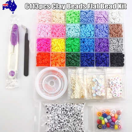 About 6113pcs Clay Heishi Beads Flat Bead Kit Bracelets Necklace Earrings Making.