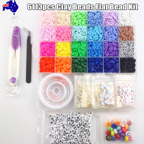 About 6113pcs Clay Heishi Beads Flat Bead Kit Bracelets Necklace Earrings Making.