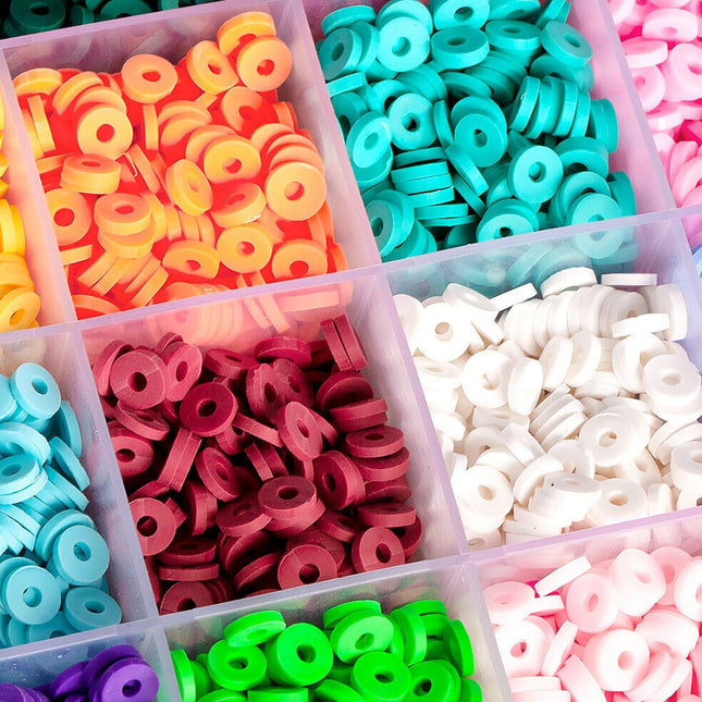 About 6113pcs Clay Heishi Beads Flat Bead Kit Bracelets Necklace Earrings Making.