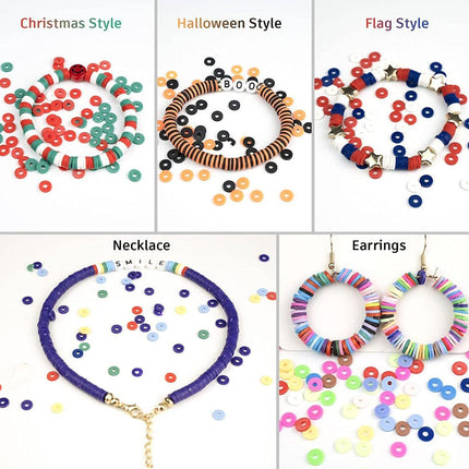 About 6113pcs Clay Heishi Beads Flat Bead Kit Bracelets Necklace Earrings Making.