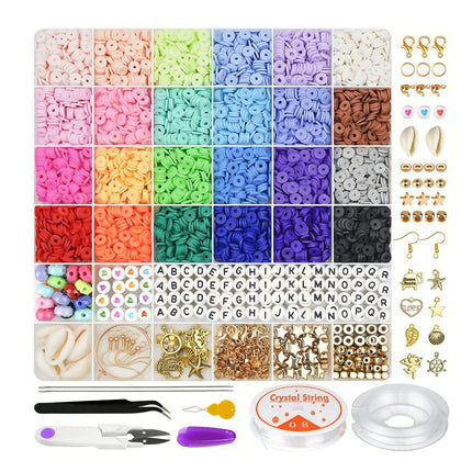 About 6113pcs Clay Heishi Beads Flat Bead Kit Bracelets Necklace Earrings Making.