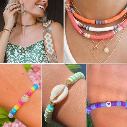 About 6113pcs Clay Heishi Beads Flat Bead Kit Bracelets Necklace Earrings Making.