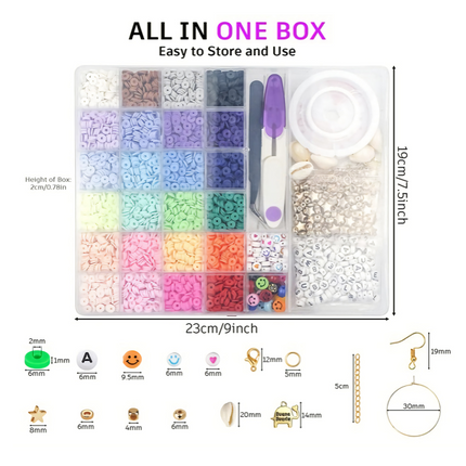 About 6113pcs Clay Heishi Beads Flat Bead Kit Bracelets Necklace Earrings Making.