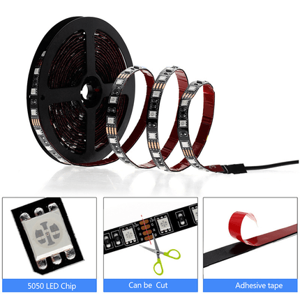 4M RGB LED Strip Lights IP65 Waterproof 5050 300LEDs 12V USB Bluetooth Gift.