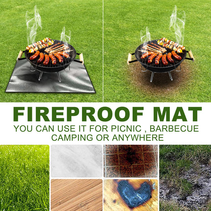 Yegbong Fireproof Mat, Outdoor Lawn Terrace Barbecue Fireproof Silver Rectangular Protective Mat.