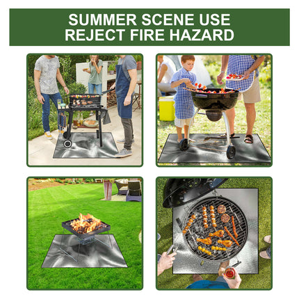 Yegbong Fireproof Mat, Outdoor Lawn Terrace Barbecue Fireproof Silver Rectangular Protective Mat.