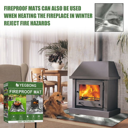 Yegbong Fireproof Mat, Outdoor Lawn Terrace Barbecue Fireproof Silver Rectangular Protective Mat.