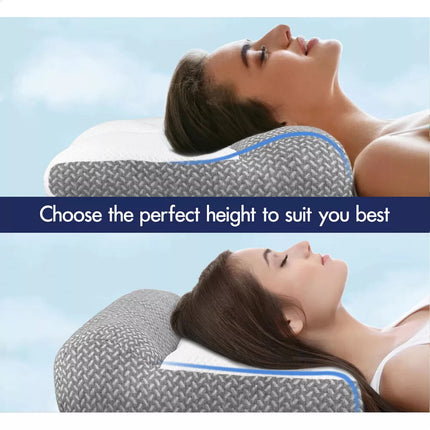 Ergonomic Cervical Pillow Contour Orthopedic Neck Pain Adjustable Bed Pillow.