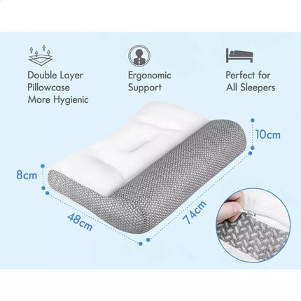 Ergonomic Cervical Pillow Contour Orthopedic Neck Pain Adjustable Bed Pillow.