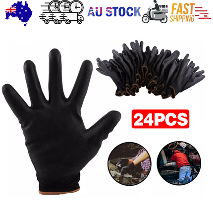 24PCS Antistatic Nylon Gloves Work Safety Working Mechanic Gloves Garden Builder.