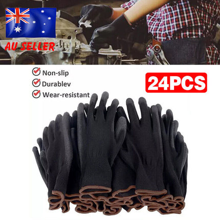 24PCS Antistatic Nylon Gloves Work Safety Working Mechanic Gloves Garden Builder.
