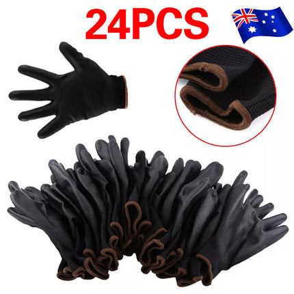 24PCS Antistatic Nylon Gloves Work Safety Working Mechanic Gloves Garden Builder.