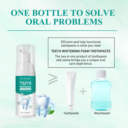 Foam Toothpaste Breath Freshening Whitening Toothpaste Tooth Anti-Moth Mouth Cleaning Tooth Stains And Gum Care.