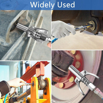 Grease Gun Coupler High Pressure Quick Release Lock Nozzles w/Hose For 1/8"NPT.