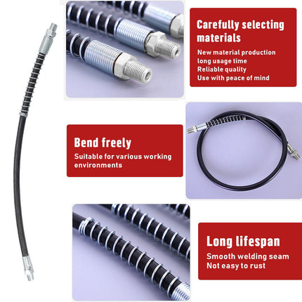 Grease Gun Coupler High Pressure Quick Release Lock Nozzles w/Hose For 1/8"NPT.