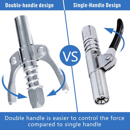 Grease Gun Coupler High Pressure Quick Release Lock Nozzles w/Hose For 1/8"NPT.