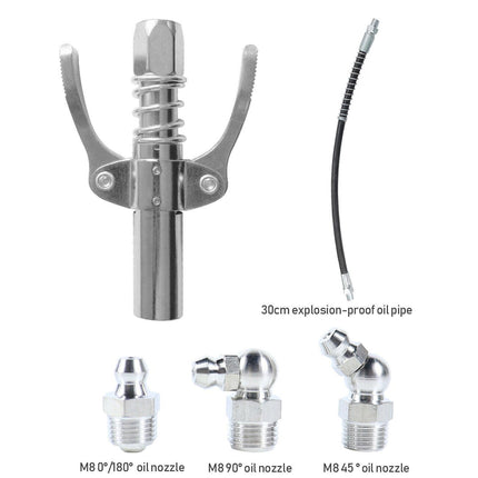 Grease Gun Coupler High Pressure Quick Release Lock Nozzles w/Hose For 1/8"NPT.