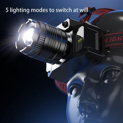 900000LM LED Headlamp Rechargeable Headlight Zoomable Head Torch Lamp Flashlight.