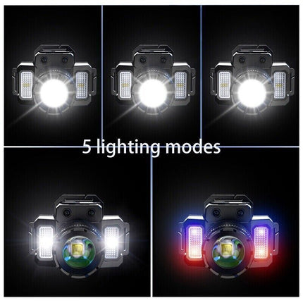 900000LM LED Headlamp Rechargeable Headlight Zoomable Head Torch Lamp Flashlight.