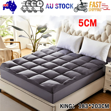 5CM Bedding Luxury Pillowtop Mattress Topper Mat Pad Antibacterial and dust mite-resistant King:183*203cm.