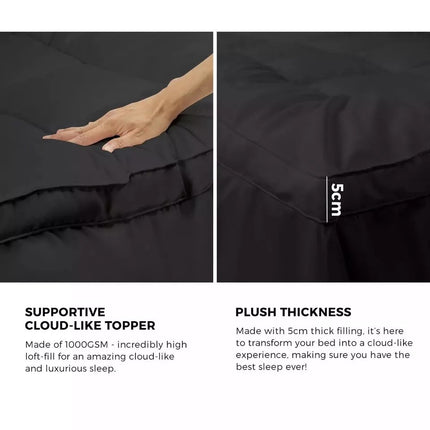 5CM Bedding Luxury Pillowtop Mattress Topper Mat Pad Antibacterial and dust mite-resistant King:183*203cm.