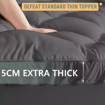 5CM Bedding Luxury Pillowtop Mattress Topper Mat Pad Antibacterial and dust mite-resistant Double:138*188cm.