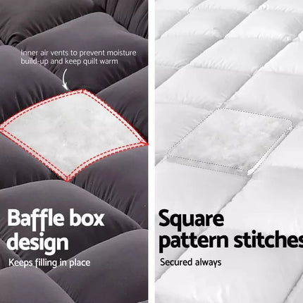 5CM Bedding Luxury Pillowtop Mattress Topper Mat Pad Antibacterial and dust mite-resistant Double:138*188cm.