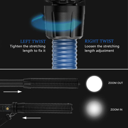 Baseball LED Flashlight Rechargeable Zoom Police Security Torch Baton Lamp Light.