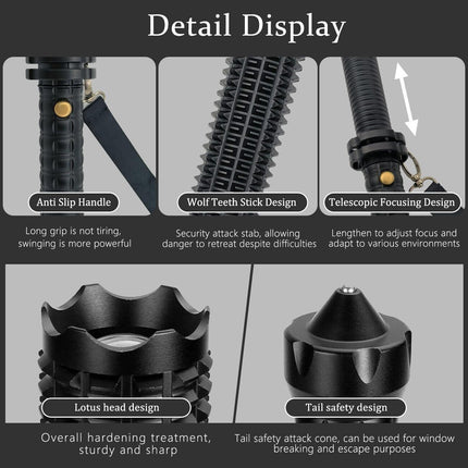 Baseball LED Flashlight Rechargeable Zoom Police Security Torch Baton Lamp Light.