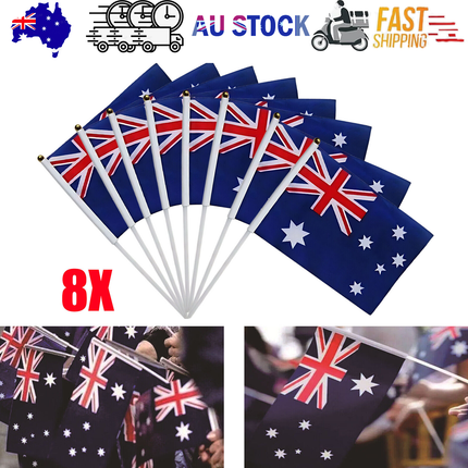 Small Waver Hand Held Aussie Flags Party Supplies Banner AU 8pcs Australia Flag.