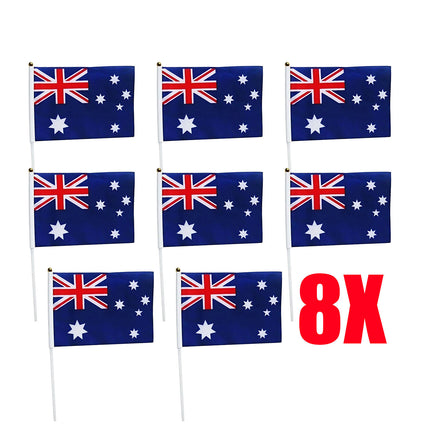 Small Waver Hand Held Aussie Flags Party Supplies Banner AU 8pcs Australia Flag.