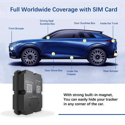 4G GPS Tracker for Car/Moto/Luggage - Waterproof, Real-time Tracking 30 Days Battery Life, Remote Control via Free Trial App..