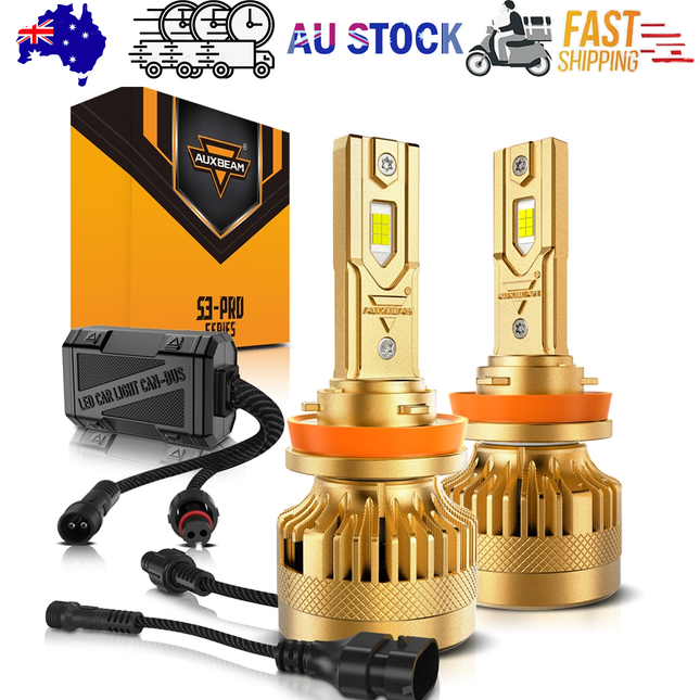 S3 PRO Series H11 Dual Copper Pipe 12V Matching Decoder 120W Gold Aluminum Components AUXBEAM.