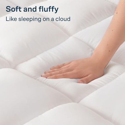 Luxury Mattress Topper Pillowtop Bedding Mat Pad Fitted Cover Underlay QUEEN.