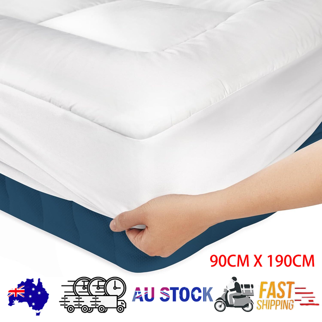 Luxury Mattress Topper Pillowtop Bedding Mat Pad Fitted Cover Underlay SINGLE.