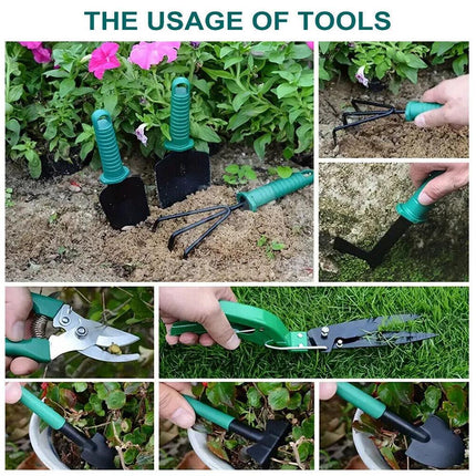 Shovel Harrow Potted Flower Gardening Tools Gift Kit Glove Garden Tool 10Pcs/Set.