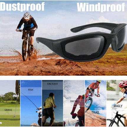 3pcs Chopper Foam Padded Motorcycle Riding Glasses Sunglasses Windproof Goggles.