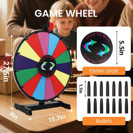 24" Prize Wheel 14 Slots Spinning with Stand Dry Erase Fortune Game Carnival.