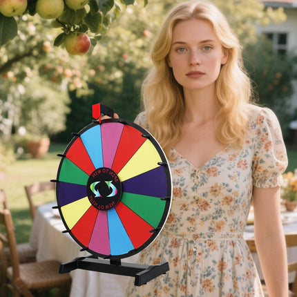 24" Prize Wheel 14 Slots Spinning with Stand Dry Erase Fortune Game Carnival.
