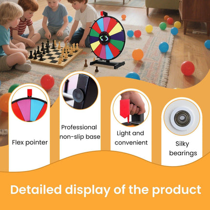 24" Prize Wheel 14 Slots Spinning with Stand Dry Erase Fortune Game Carnival.