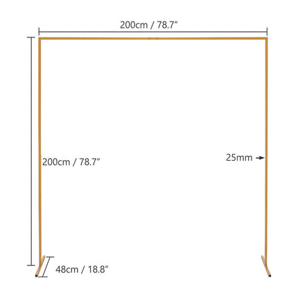 Wedding Arch Gold Square Backdrop Flower Display Stand Background 2.2M.