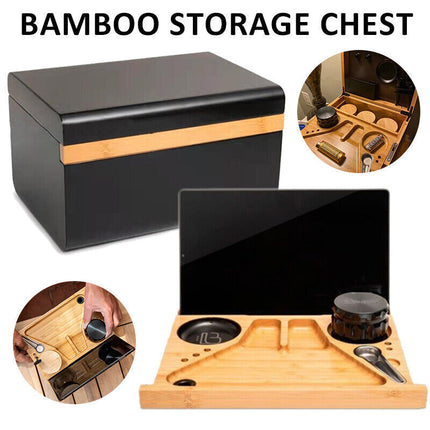 Wooden Storage Chest With Movable Tray Wood Lockable Stash Box Rolling Tray Gift.