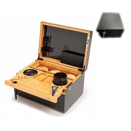 Wooden Storage Chest With Movable Tray Wood Lockable Stash Box Rolling Tray Gift.
