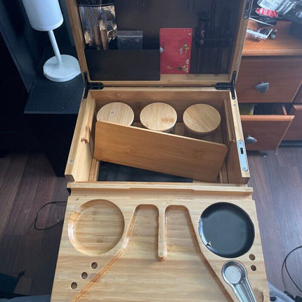 Wooden Storage Chest With Movable Tray Wood Lockable Stash Box Rolling Tray Gift.