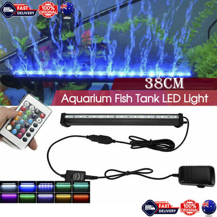 38cm LED Aquarium Lights Submersible Air Bubble RGB Light for Fish Tank Underwater.