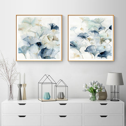 Wall Art 60cmx60cm Gingko Leaves By Carol Robinson 2 Sets Gold Frame Canvas.