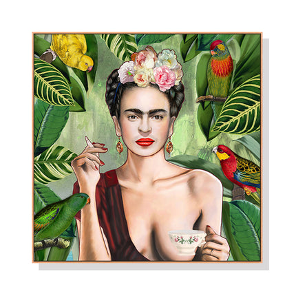 Wall Art 60cmx60cm Self Portrait by Frida Kahlo Wood Frame Canvas.
