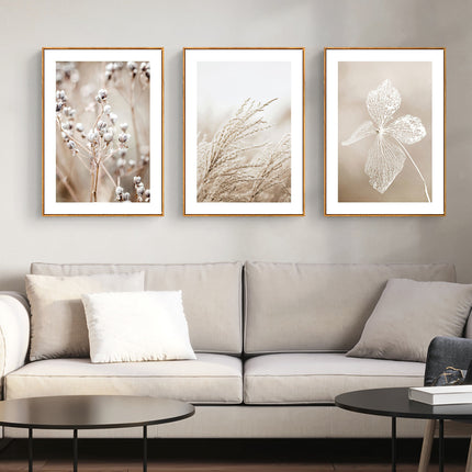 Wall Art 60cmx90cm Dried Flower 3 Sets Wood Frame Canvas.