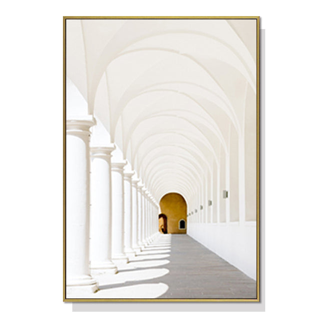 Wall Art 50cmx70cm Long Corridor Style A Gold Frame Canvas.