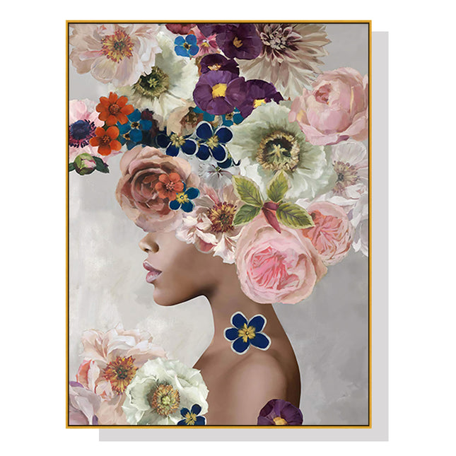 Wall Art 70cmx100cm Foolish in Love II Gold Frame Canvas.